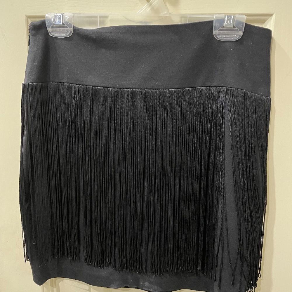 Cache Black Fringe Skirt-Size 6